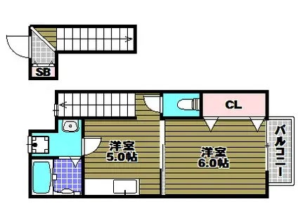 アムール福(1DK/2階)の間取り写真