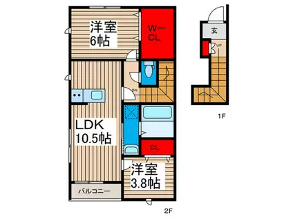 リーブルファイン八潮南川崎III(2LDK/2階)の間取り写真