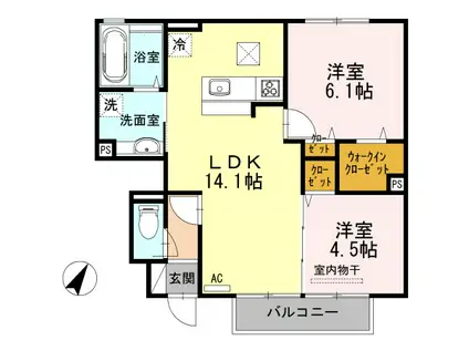アドラブールE(2LDK/1階)の間取り写真