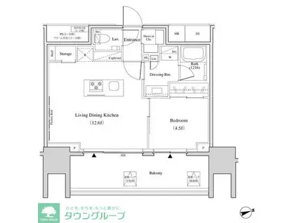 ザ・パークハビオ北千住(1LDK/14階)の間取り写真