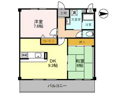 ソレーユ関西(2LDK/2階)の間取り写真