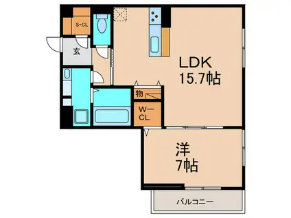 フルール(1LDK/3階)の間取り写真
