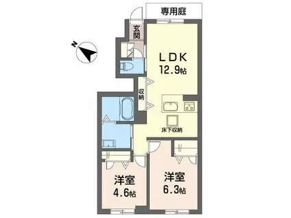 シャーメゾン プレミアスII(2LDK/1階)の間取り写真