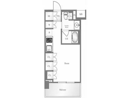 プレミアムキューブ菊川(ワンルーム/4階)の間取り写真