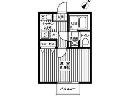 キャメル宮原IV(1K/2階)の間取り写真