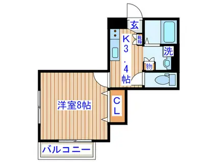 サンコーポII(1K/1階)の間取り写真