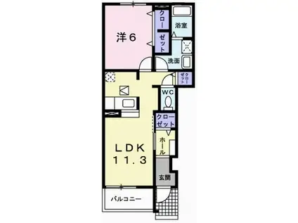 ファイン コルソII(1LDK/1階)の間取り写真