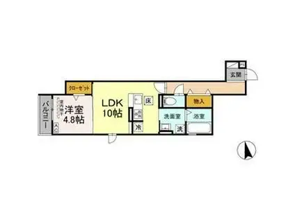 ブランクレール(1LDK/1階)の間取り写真