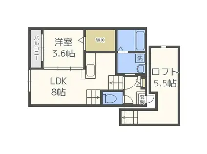 LUMIUS室見(1SLDK/2階)の間取り写真