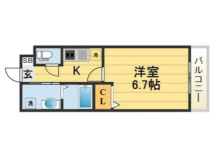 ウエスト桂川駅前(1K/1階)の間取り写真
