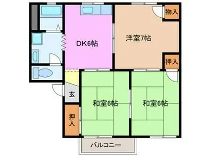 コンフォールC棟(3DK/2階)の間取り写真