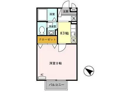 イミグラントクローバー(1K/1階)の間取り写真