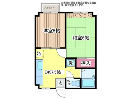 アークヒルズフクモトNO.5(2DK/2階)の間取り写真