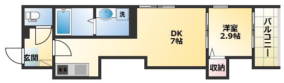 シノケンハーモニー 加美北II(1DK/3階)の間取り写真