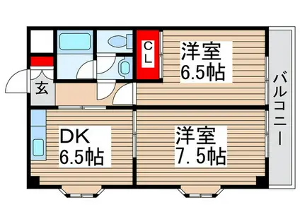 シャンブル(2DK/2階)の間取り写真