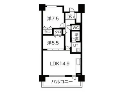 戸部マンション(2LDK/9階)の間取り写真