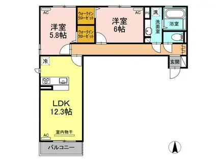 リーリエ中吉野(2LDK/2階)の間取り写真