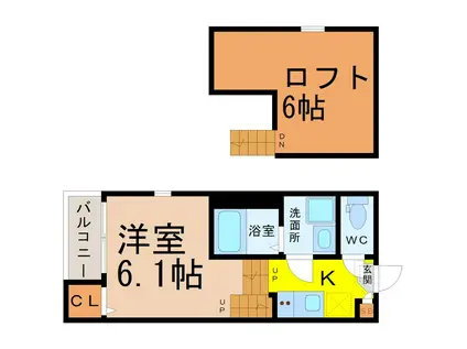 ハーモニーテラス新守山西(1SK/2階)の間取り写真
