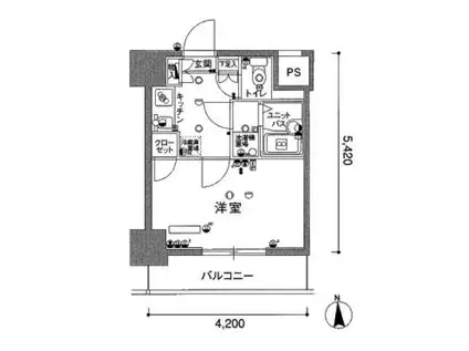 スカイコート神田第3(1K/11階)の間取り写真