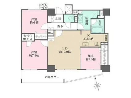 シティトリエ京橋(3LDK/21階)の間取り写真