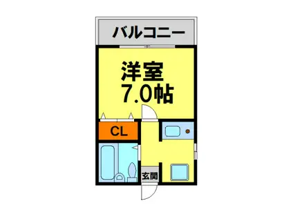 コーポラスユニ(1K/2階)の間取り写真