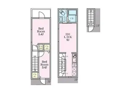 AZ石川台(2LDK/2階)の間取り写真