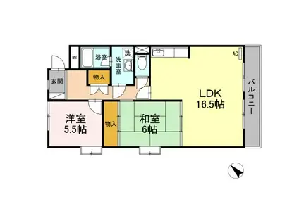 グランドール川内(2LDK/3階)の間取り写真