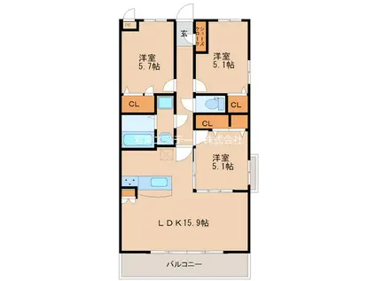 ソフィア21梅満(3LDK/2階)の間取り写真