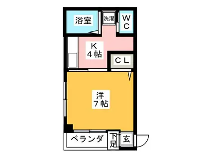 慶ハイム(1K/1階)の間取り写真