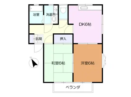 ハイツ溝口(2DK/2階)の間取り写真