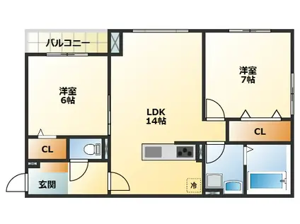 トミー コンフォート(2LDK/1階)の間取り写真