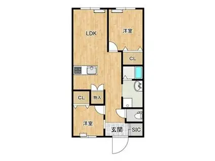 滝子アネックス(2LDK/2階)の間取り写真