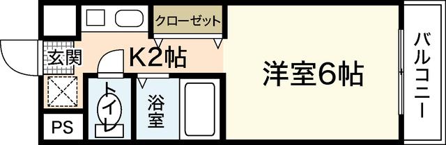 ウィンディア海老園(1K/5階)の間取り写真