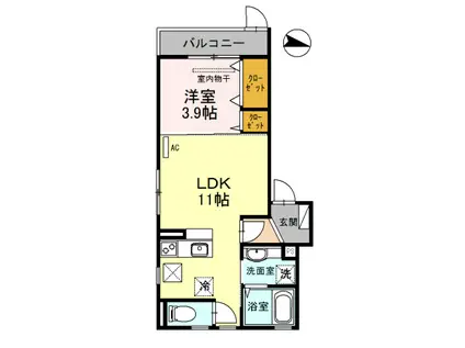 クレッシェンドIII(1LDK/3階)の間取り写真