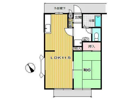 ア・モン・クール(1LDK/2階)の間取り写真