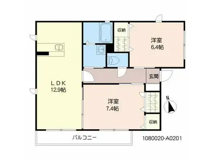 メゾンオリヴィエ A棟(2LDK/2階)の間取り写真