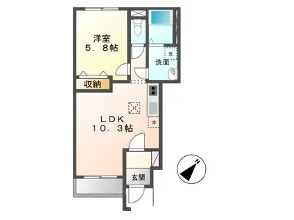 チェリーヒルズIII(1LDK/1階)の間取り写真