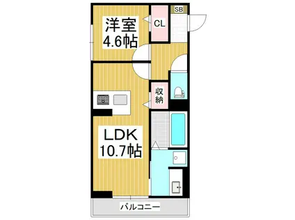 シエル クレール S棟(1LDK/1階)の間取り写真