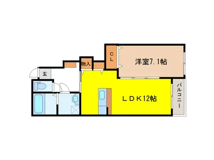 M`Sコート A(1LDK/1階)の間取り写真