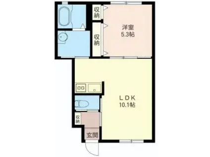 グラン弁天町(1LDK/1階)の間取り写真