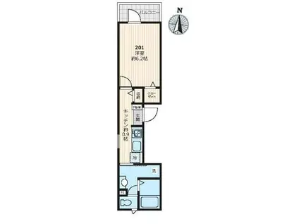 カルム府中の森(1K/2階)の間取り写真