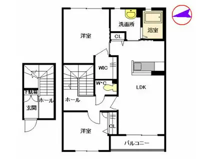 シャーメゾンアイ (2LDK/2階)の間取り写真