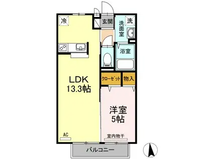 くりーん・らいふ(1LDK/2階)の間取り写真