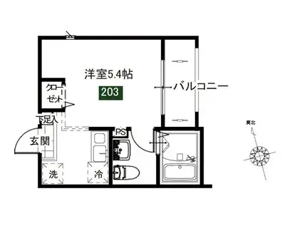 メルディア羽沢横浜国大(1K/2階)の間取り写真