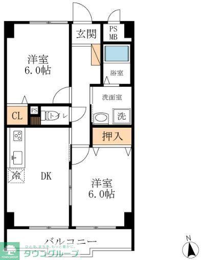 AUBEAUBADE(2DK/3階)の間取り写真