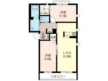 リバーレジデンス横浜片倉 B棟(2LDK/3階)の間取り写真