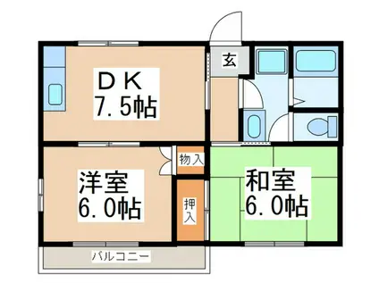 メゾン杉山(2DK/2階)の間取り写真