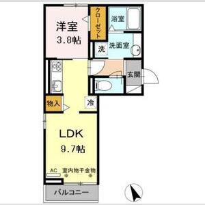 アイティーオーD-ROOM東新町 東館(1LDK/2階)の間取り写真