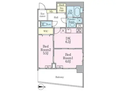 リックアート東陽町(2DK/5階)の間取り写真