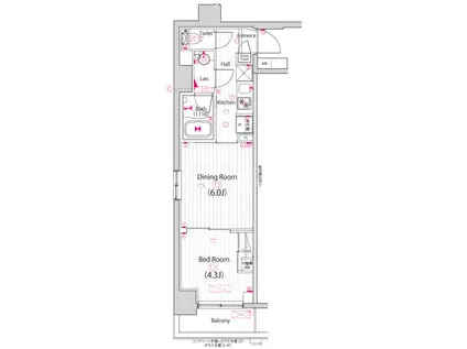 ガーラ・パークサイド亀戸(1DK/3階)の間取り写真